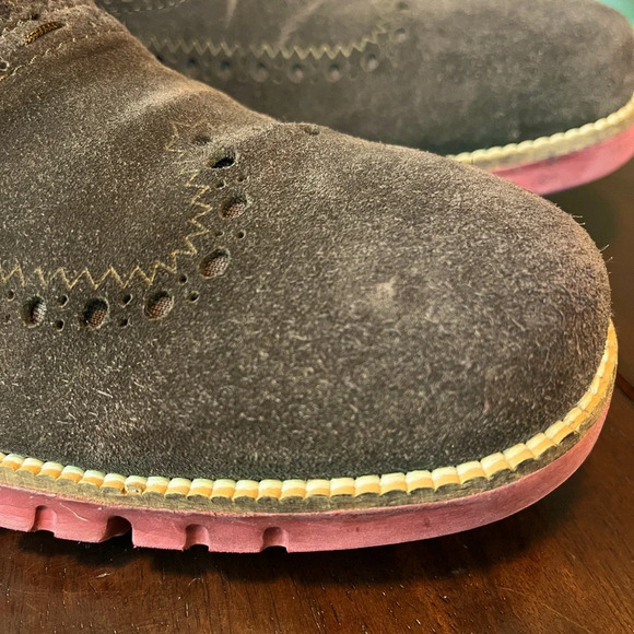 Cole Haan ZeroGrand Wingtip Oxford Shoe Dark Roast Brown Suede Red 10.5 M C26224